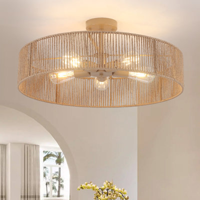 Rattan Semi Flush Mount