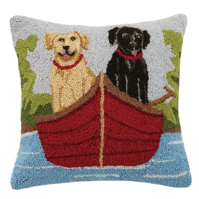  Labs on Canoe Wool Throw Pillow