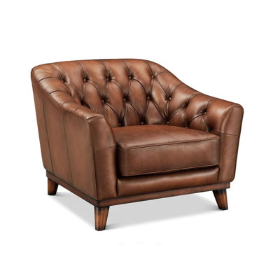 Birch Lane Ardent Top Grain Leather Armchair With Feather Down, Memory Foam And Springs Seating