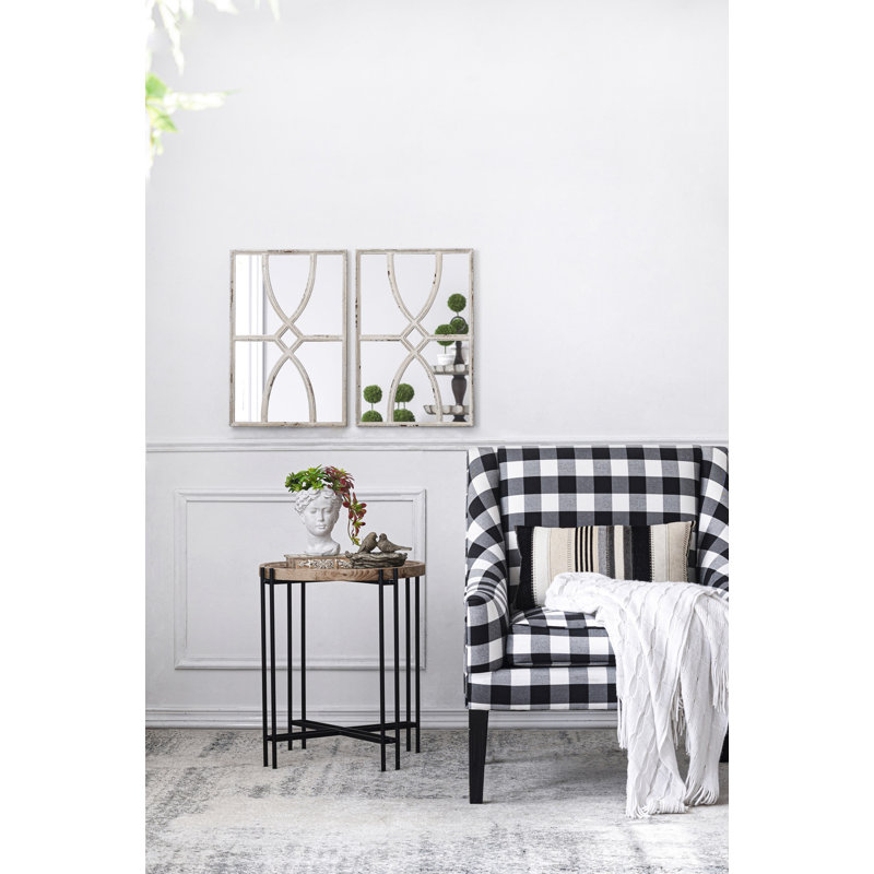 Miroirs muraux rectangulaires en bois pour le salon, Blanc
