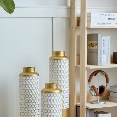Decorative Metal Vases Set of 3