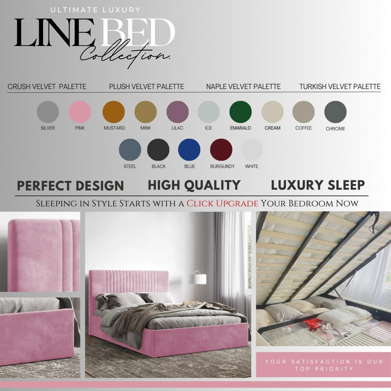Malmo Upholstered Ottman Storage Bed Frame, Pink, Super King (6')