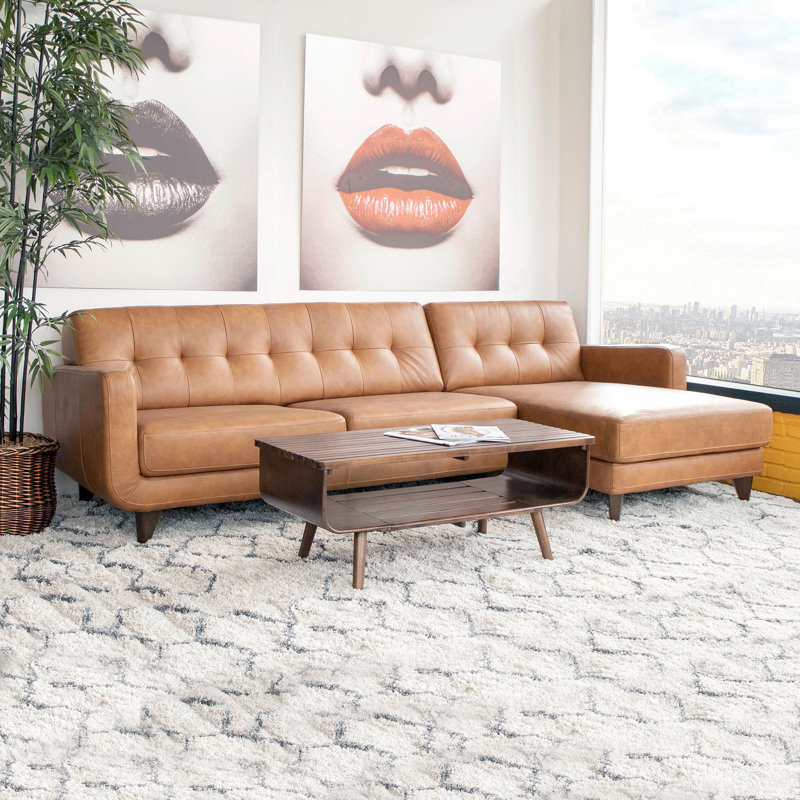 2 - Piece Leather Sectional, Right Hand Facing
