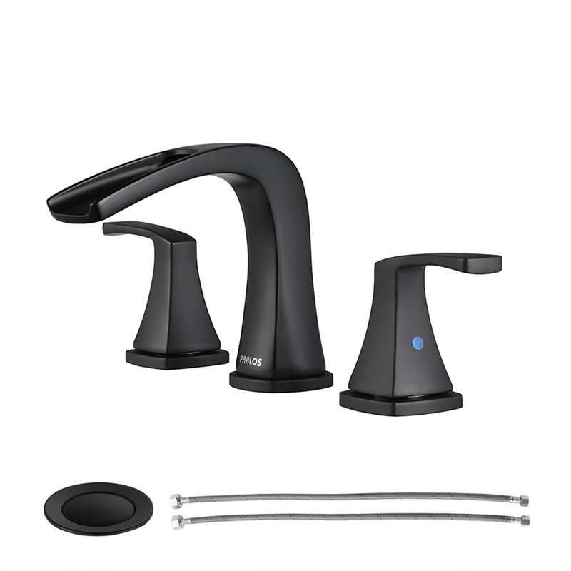 Doris Widespread 2-handle Bathroom Faucet with Drain Assembly, Matte Black