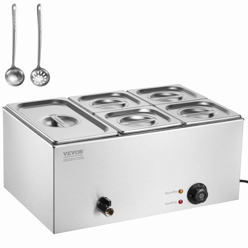 Commercial Electric Food Warmer 5-Pan Countertop Buffet 15.3QT Bain Marie