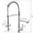 Modern Brushed Nickel Kitchen Sink Faucet With Pull Down Spring Spout And Pot Filler Feature Spot Commercial Style Pre-Rinse