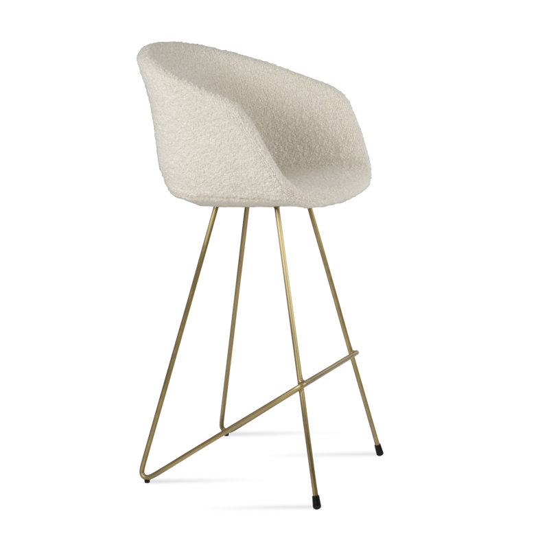 Tribeca Cat Counter & Bar Stool, Off White, Brass, Counter Stool (23.5" Seat Height)