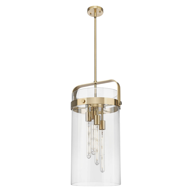 Luminaire suspendu 4 tiges Pilaster, Clair, Bronze champagne