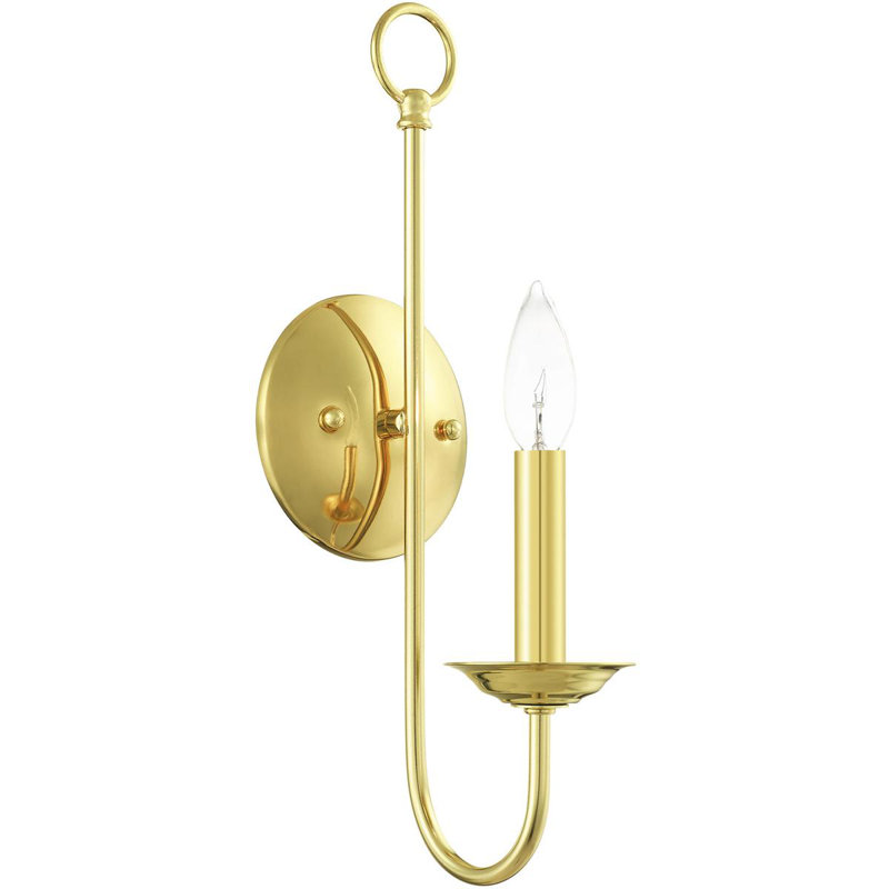 Wall Sconce with Steel Base - 5" Industrial Light Fixture, Polished Brass
