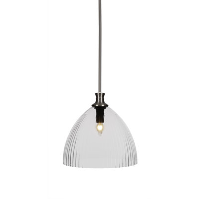 Chestle Stem Hung Pendant Shown With 14" Clear Ribbed Glass
