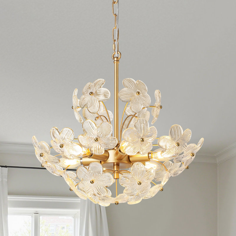 6 - Light 18.7'' Glass Petal Empire Modern Chandelier