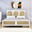 Lit plateforme double en bois avec tête de lit en rotin 2 tiroirs-1541215824-1541215829