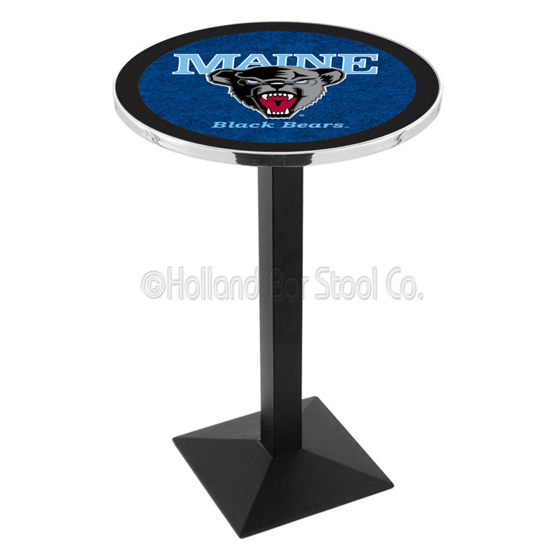 Round Metal Base Dining Table, University of Maine, Black Wrinkle
