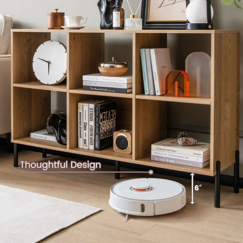 Open-Back Bookshelf With Drawer For Study, Natural