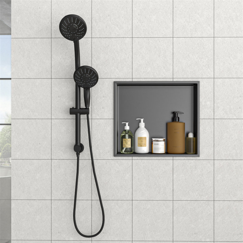 17" X 15" Stainless Steel Shower Niche, Gunmetal Black, Gunmetal Black, 15" H x 17" W x 3.94" D