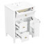 Meuble-lavabo blanc 24 po avec lavabo, tiroir en bois massif et un tiroir rabattable, deux tiroirs, tablette réglable, ensemble facile à assembler, charnières en acier inoxydable