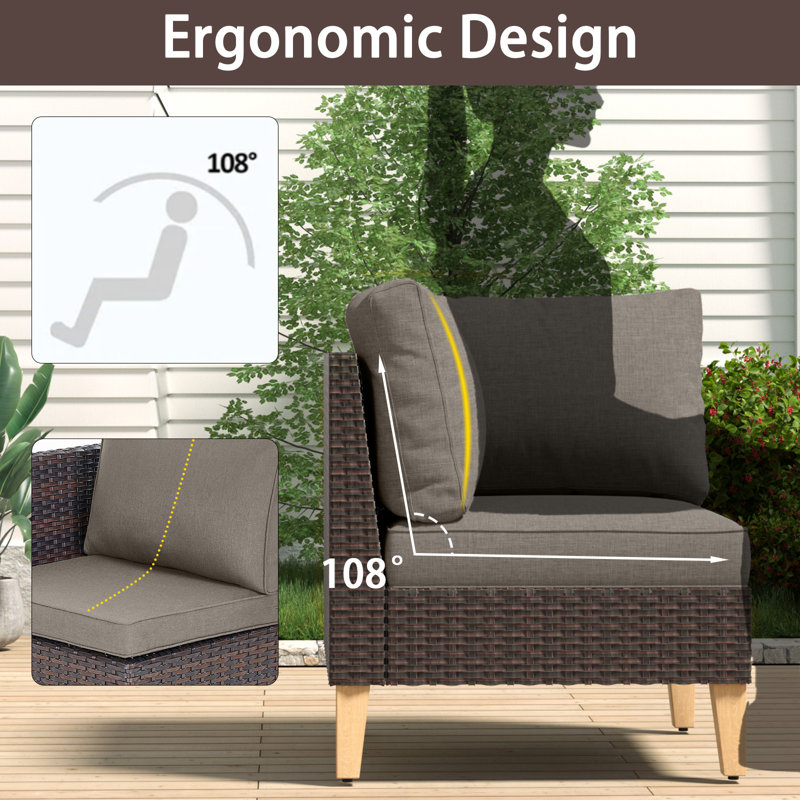 Chaise d'appoint de patio avec coussins Tuule, Gris