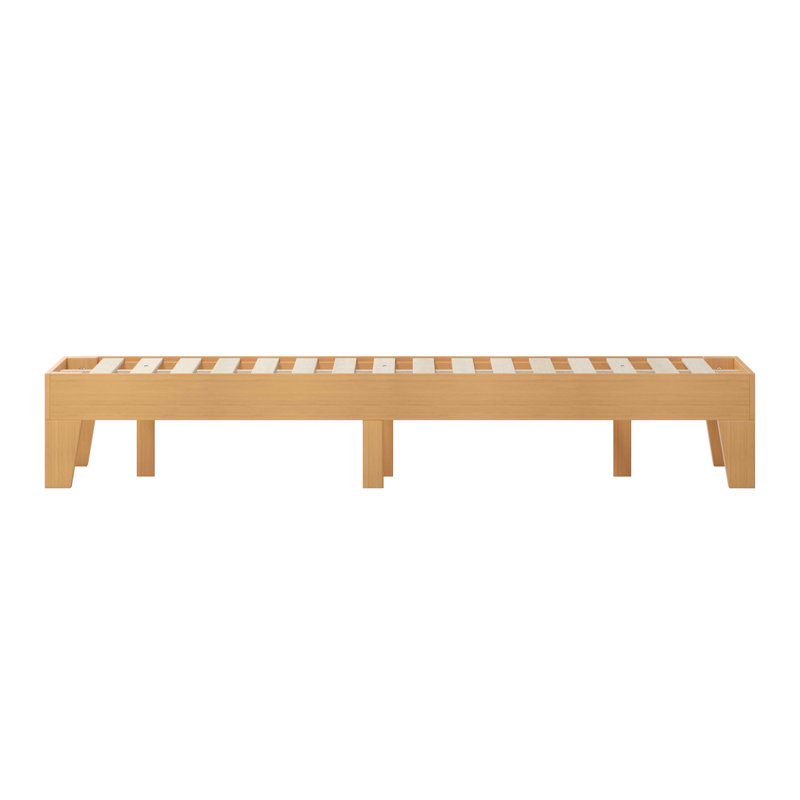 Twin Natural Pine Wood Platform Bed Frame with Slats