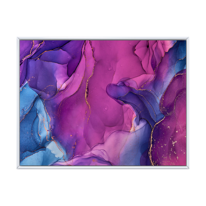 «Mauve et bleu», impression sur toile, H 16 po x l 32 po, Toile à cadre flottant blanc