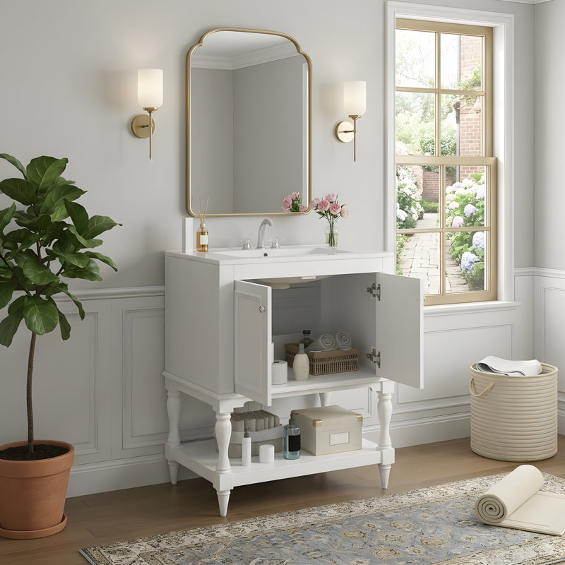 Meuble-lavabo moderne de luxe 24 po, Blanc