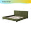 Structure de lit en velours de taille très grand vert olive, lit plateforme tapissier avec tête de lit capitonnée courbée, aucun sommier tapissier requis, plateforme tapissier moderne