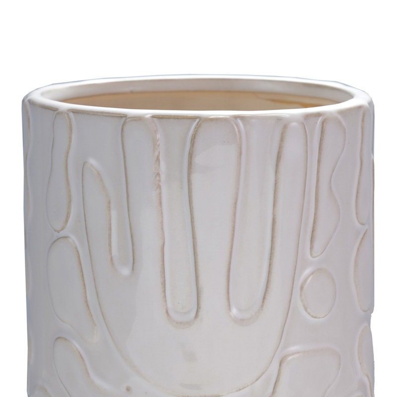 Pot de fleurs en grès avec motif en relief