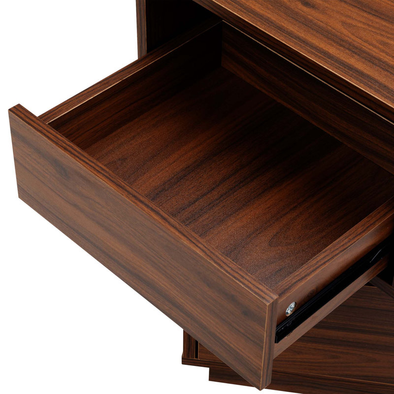 Rotatable Nightstand End Table Bedside Table Night Table 2 Drawer Dresser Wood Nightstand, Brown