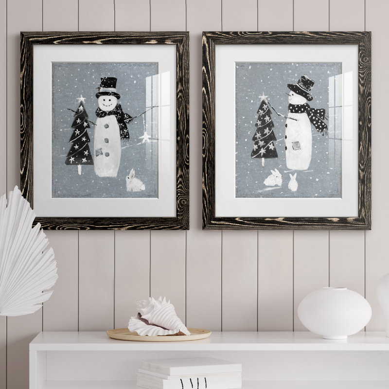 «Snowman Galvanized I», ensemble de 2 reproductions, H 24 po x l 36 po x P 1,5 po, Blanc, H 31,5 po x l 47 po x P 1,5 po