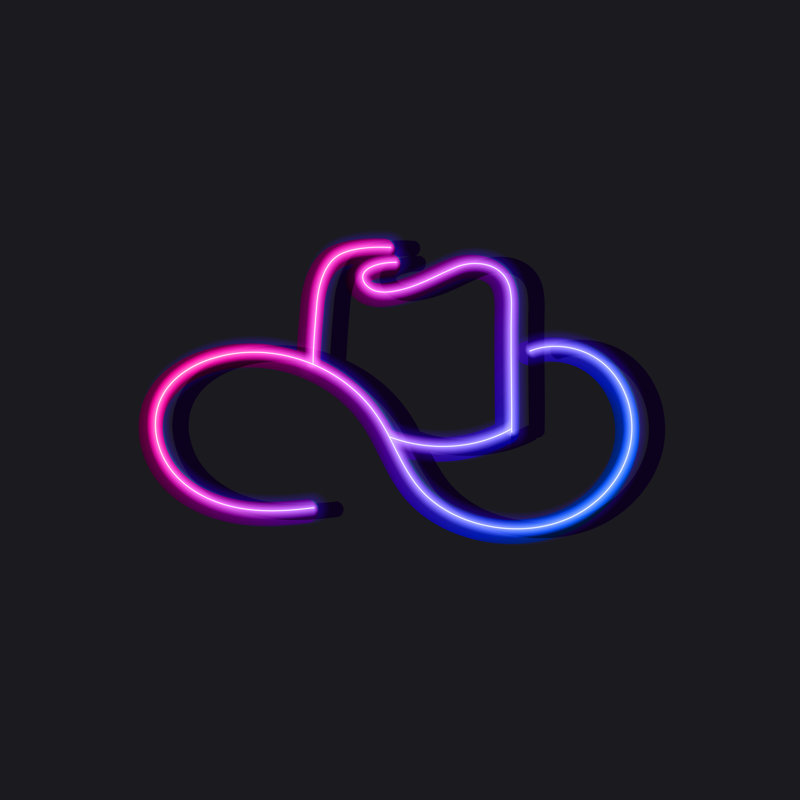 Glowing Neon Palm Emblem On Dark Brick Wall Background - Wrapped Canvas Print, 76cm H x 76cm W