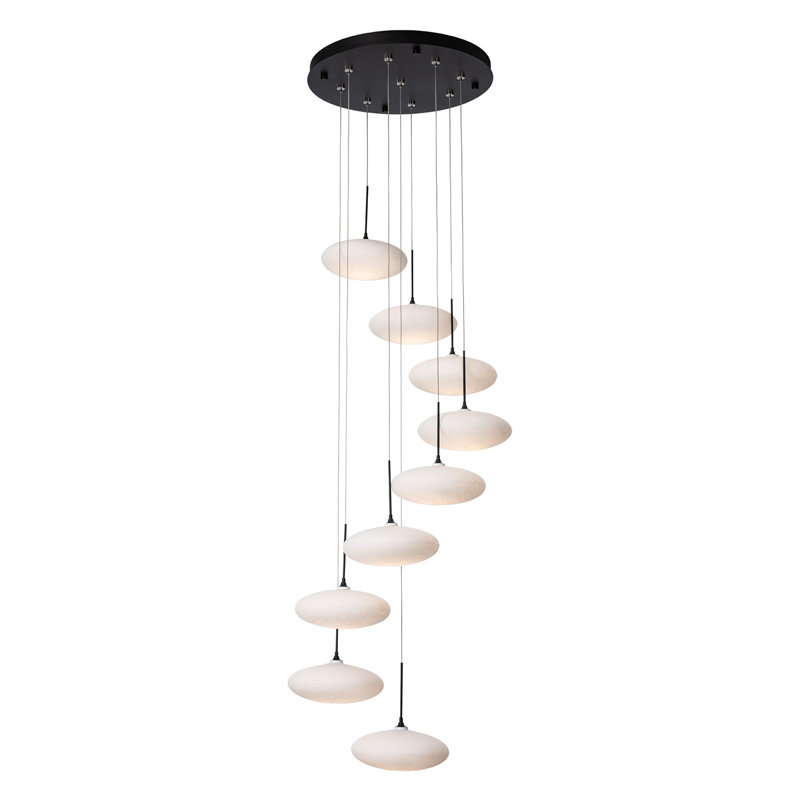 Luminaire suspendu 9 lumières Clouds - hauteur totale, 75", Noir, noir, noir, noir