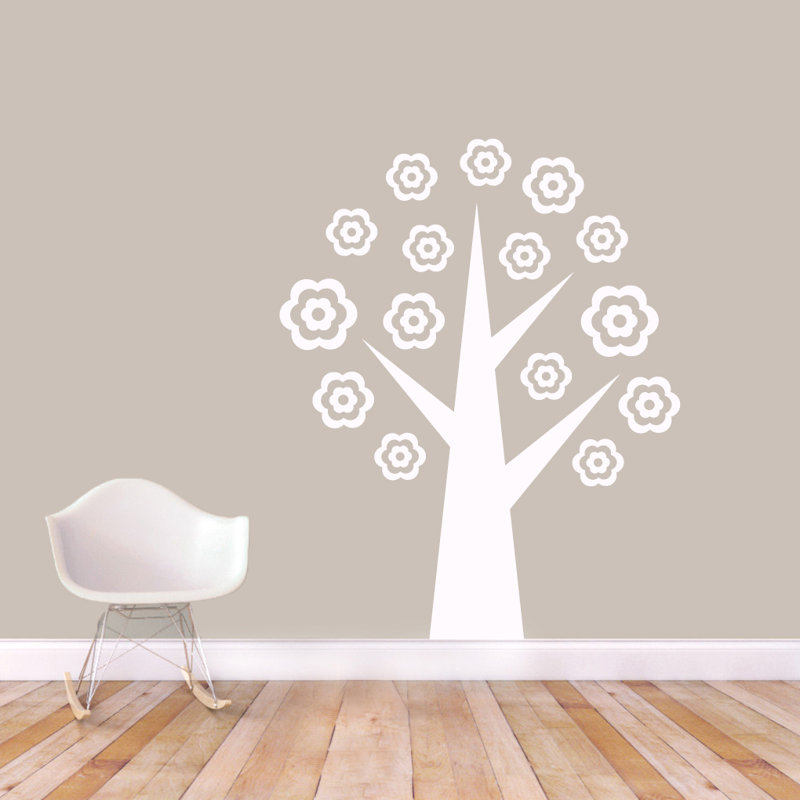 Décalcomanie murale arbre fleur, Blanc