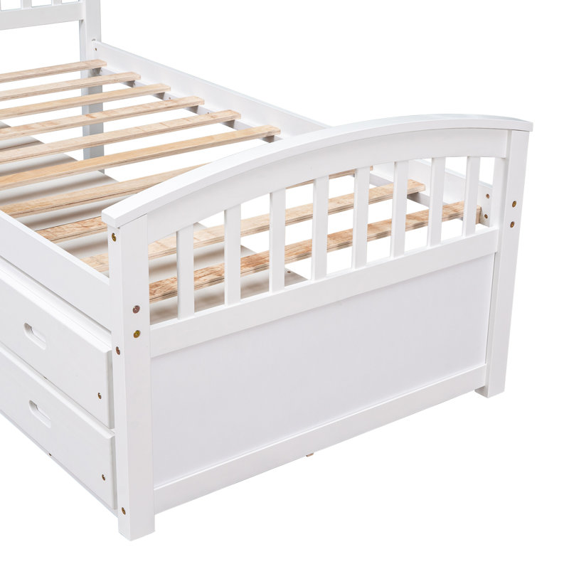 Lit plateforme simple 6 tiroirs Emine par Harriet Bee, Blanc