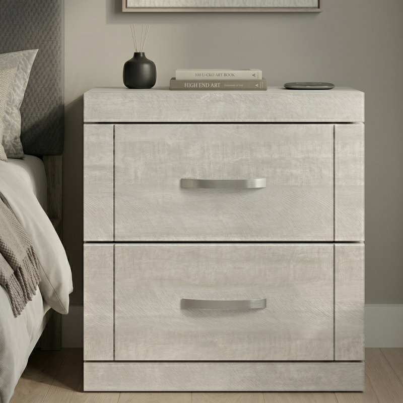 Avigail 20.31" 2 Drawer Nightstand, Gray, Individual
