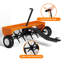 Aérateur de prise de gazon robuste de 48 pouces - 24 dents en acier, plateau de poids réglable de 150 lb, attelage universel, pneus pneumatiques - Aération profonde pour pelouses, jardins, tracteurs, VTT - Orange