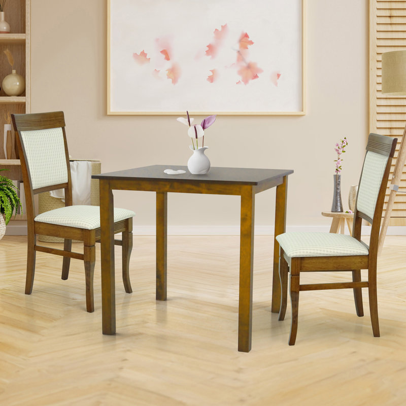 2 - Person Four Leg Dining Set, Brown/White