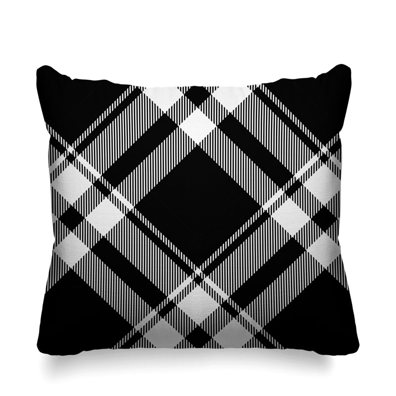 Oscar Abstract Outdoor Reversible Throw Pillow, 17W" x 17H", Black