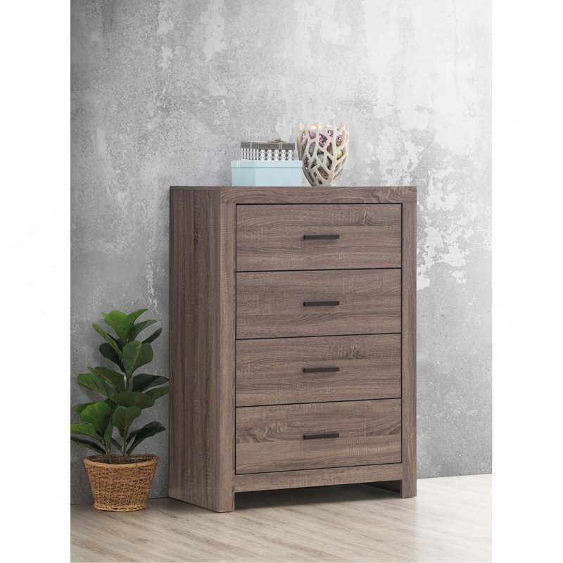 Commode rectangulaire à 4 tiroirs Geary Barrel Oak, Noyer