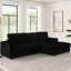 Canapé-lit rembourré en velours noir avec 3 options de sièges, conception convertible, siège confortable et durable, structure en bois franc, coussins amovibles-1079220576