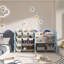 Rangement pour jouets pour enfants, bibliothèque à 2 niveaux et 12 bacs | Bleu marine | Polyéthylène-701233570