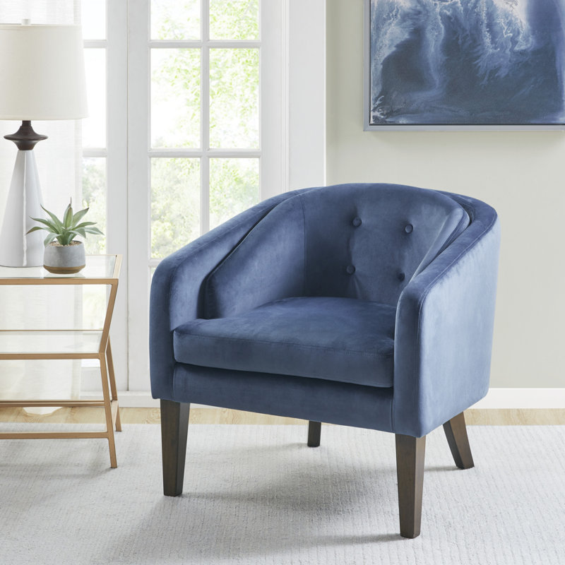 Elegant Mid-Century Velvet Tufted Accent Chair - Blue