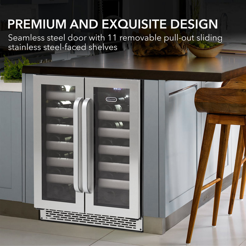 Whynter Elite 24'' width 40 Bottle Dual Zone Wine Refrigerator with Seamless Stainless Steel Door