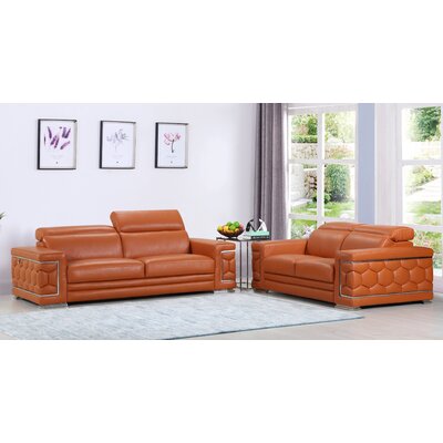 Aiesrom Luxury Top Grain Italian Leather 2 Piece Living Room Set -  Orren Ellis, C1D39C0D35CC44B884ACC82863161859