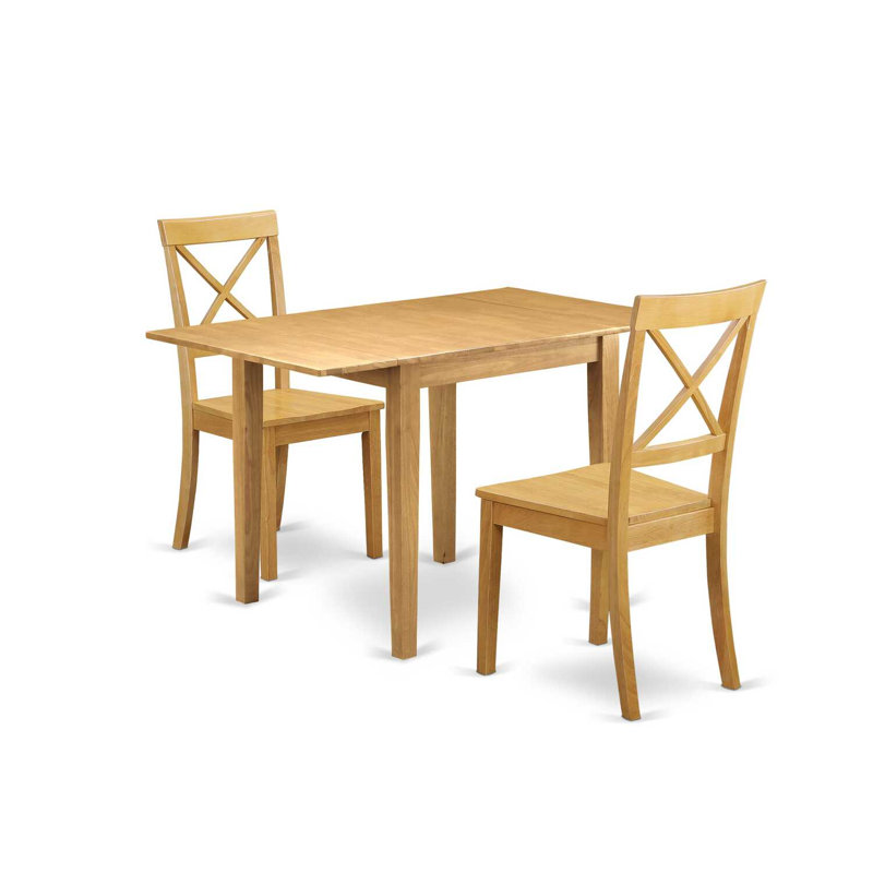 L'ensemble de table de salle à manger 3 pièces contient une table de salle à manger rectangulaire avec Dropleaf et 2 chaises en bois de chêne