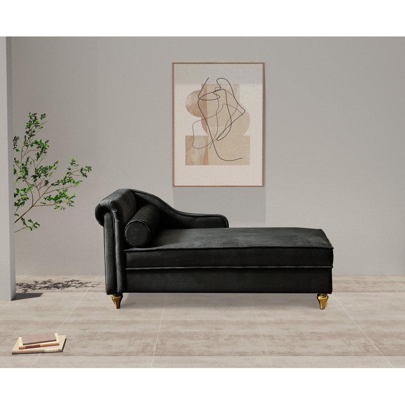 Chaise longue rembourrée Garrad, Noir