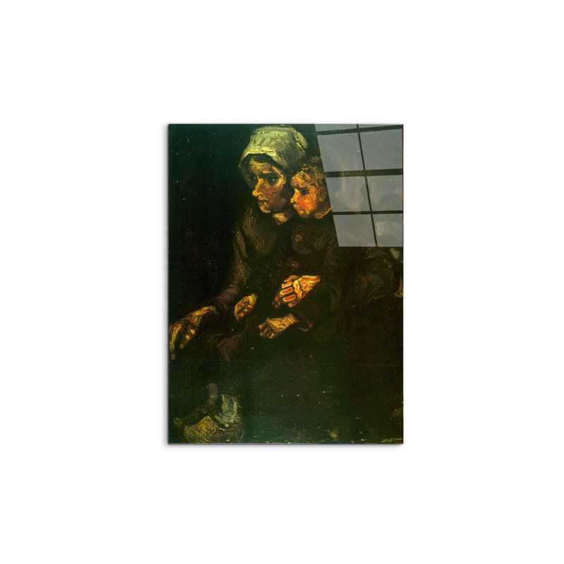 Child on Lap By Van Gogh Vincent 80cm H X 60cm W CrystalArt Material Acrylic Glass Effect, Frameless Panel Lightweight Ready to Hang