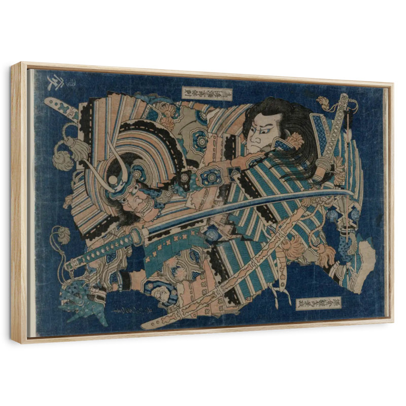 Hokusai Kamakura, Floating Frame Natural Wood, 31" X 21"