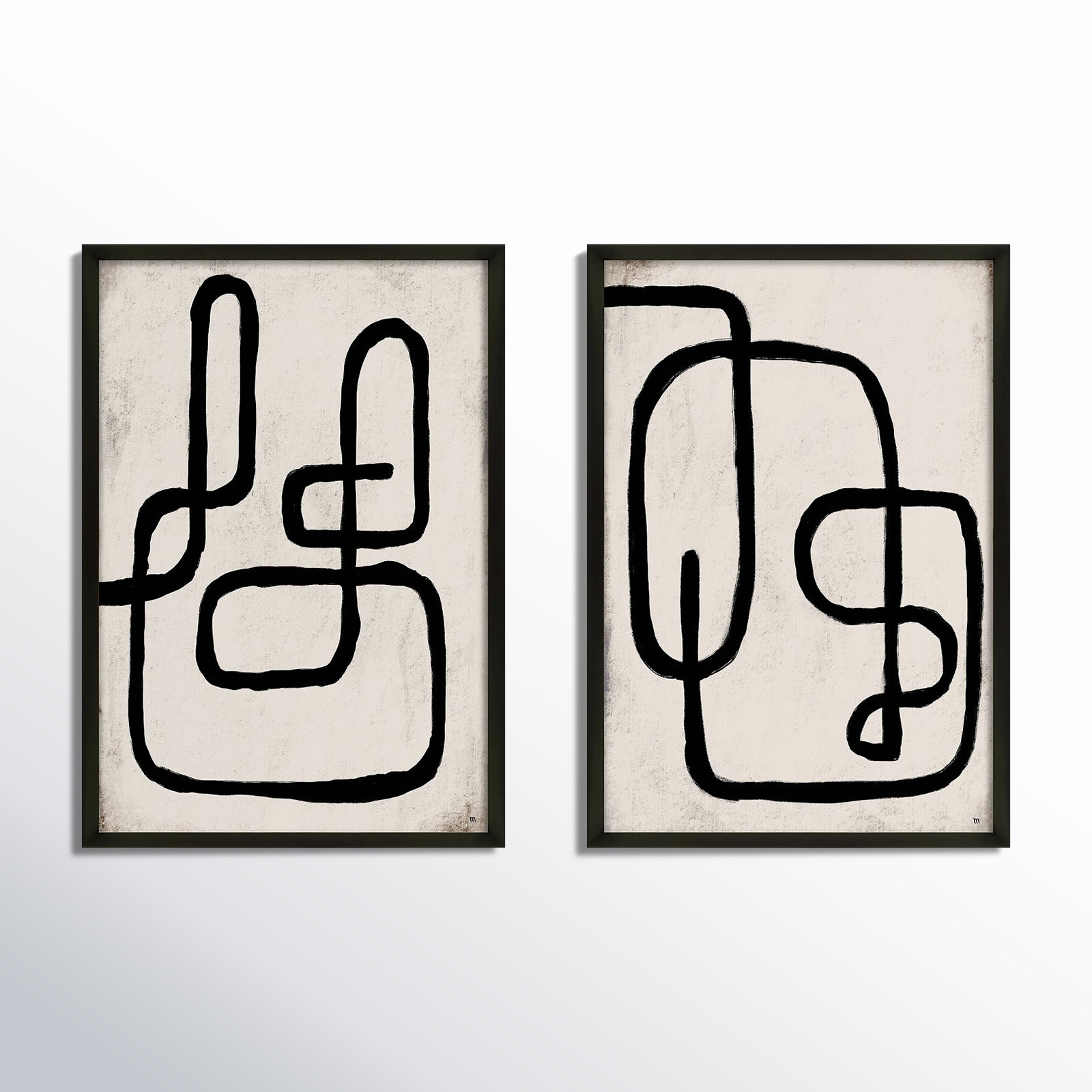 Linework by StudioM, Black Framed Paper, 50" H x 70" W x 1.25" D