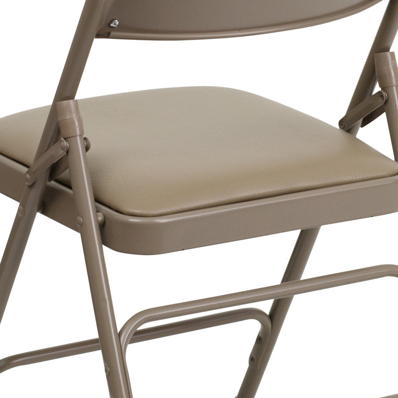 Oliverson Upholstered Metal Folding Event Chairs with Padded Seats, Beige
