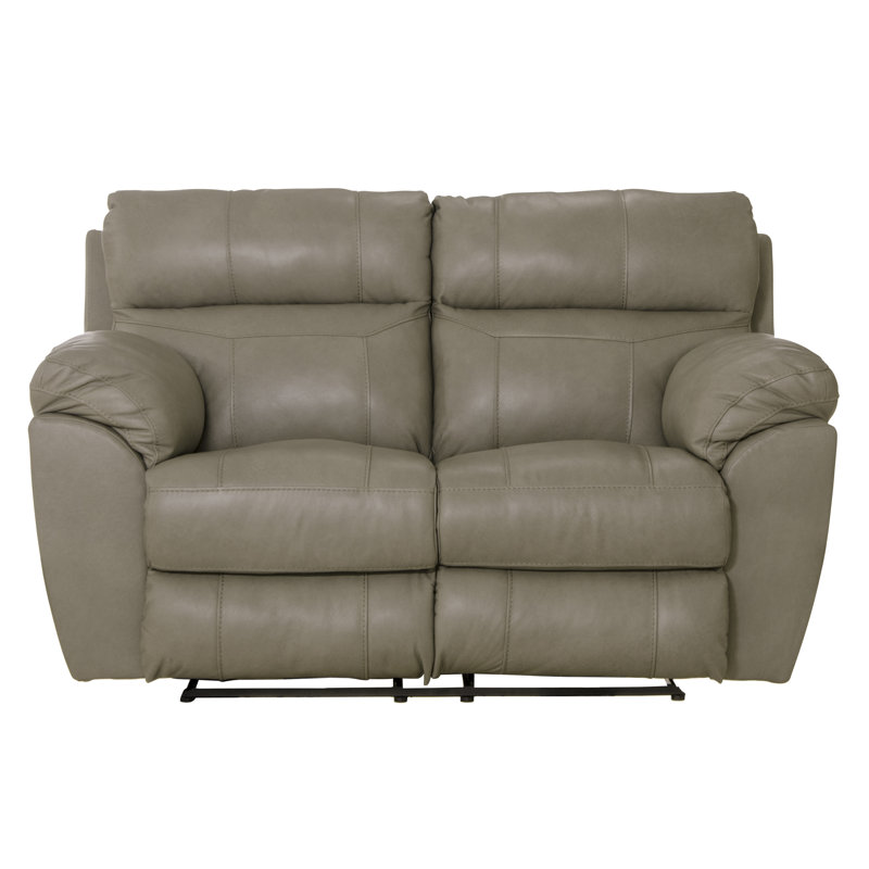 Causeuse inclinable en cuir Alonii, Cuir mastic assorti, Manuel, H 42,5 po x l 69 po x P 42,5 po