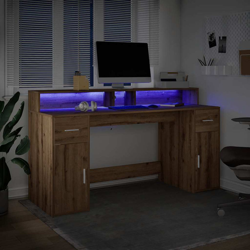  Bureau standard en bois d'ingénierie, Bois, H 35,8 po x l 63 po x P 21,7 po